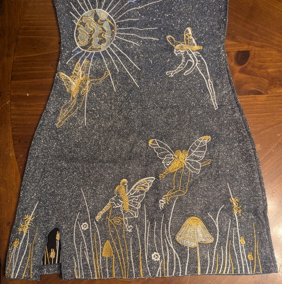 Embroidered Gray Mini Dress - Picture 2 of 7